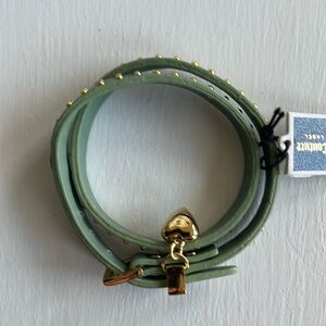 Juicy Couture Leather Studded NWT Bracelet Gold Charm heart buckle closure